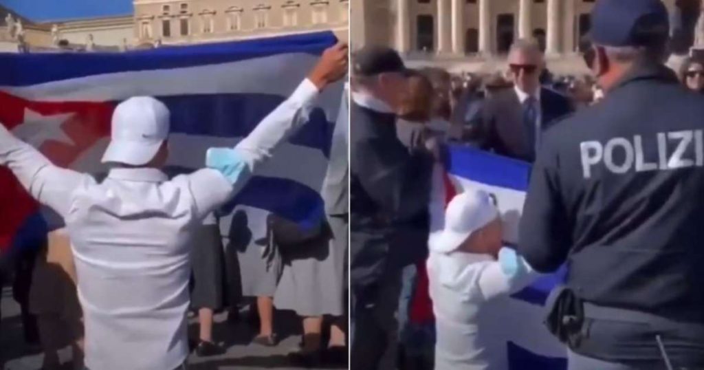 La policía del Vaticano le quitó la bandera a un cubano