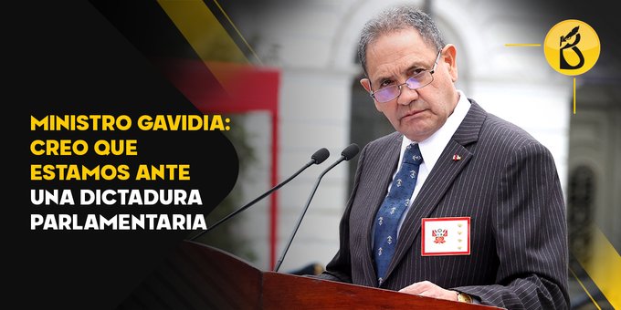 Ministro de Defensa de Perú denuncia dictadura parlamentaria