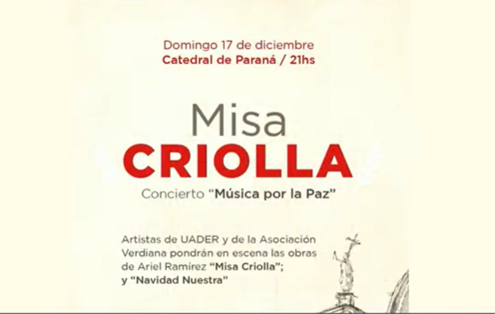 Concierto “Música por la Paz” en la Catedral de Paraná