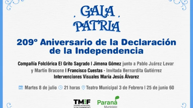 Con una Gala Patria, Paraná conmemora el Día de la Independencia