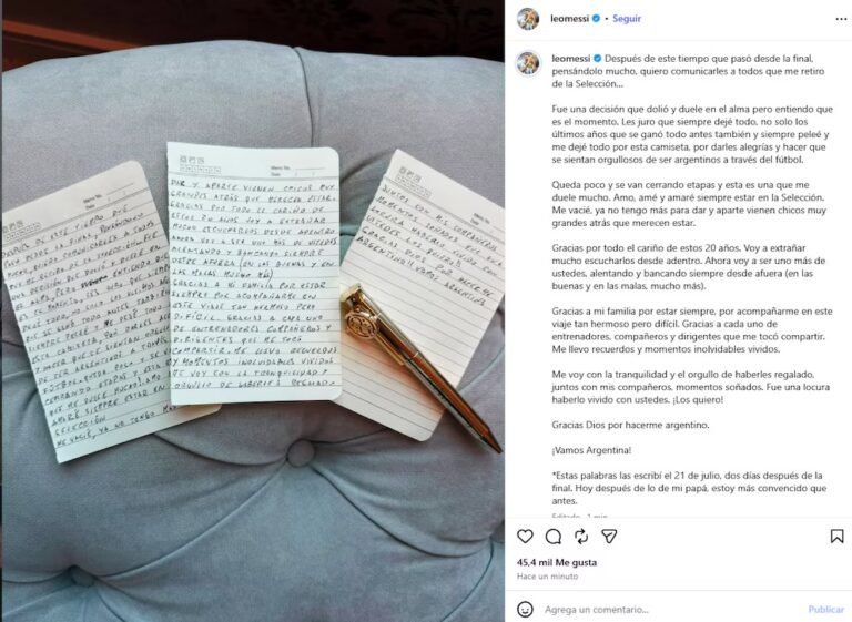 LIONEL MESSI ANUNCIÓ SU RETIRO DE LA SELECCIÓN ARGENTINA