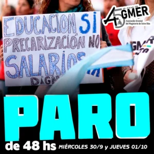 AGMER CONFIRMÓ UN PARO DOCENTE DE 48 HORAS TRAS RECHAZAR LA OFERTA SALARIAL